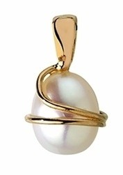 PERLE BLANCHE DANS VAGUE OR JAUNE 18K