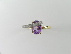 BAGUE AMETHYSTE ET OZ OR JAUNE 18 k