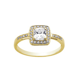 BAGUE CARREE OR JAUNE 18 CARATS ET OXYDEs