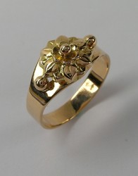 BAGUE TRADITIONNELLE DE SAVOIE MOTIF FLEUR TOUT OR ROSE