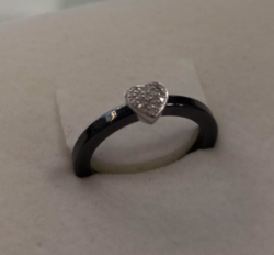 BAGUE CERAMIQUE ET COEUR DIAMANT