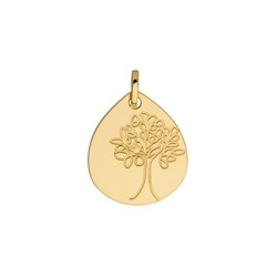 PENDENTIF FORME ARBRE DE VIE GRAVE OR JAUNE 18K