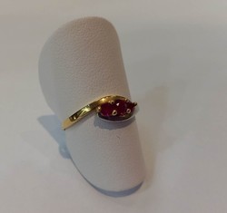 BAGUE 3 RUBIS OR BICOLORE 18 CARATS